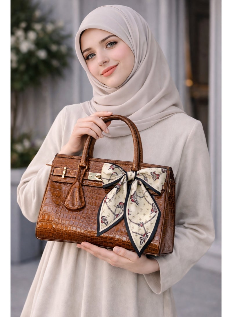 أولودينيز  وشاح حريري صغير للنساء – إكسسوار طويل نحيف بطبعات أنيقة - Image 3